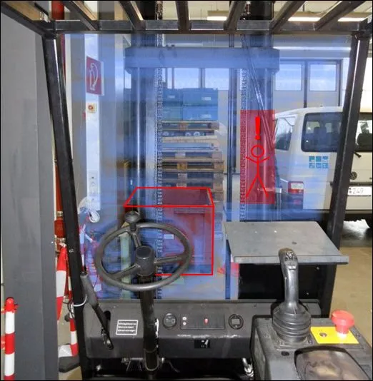 Sicht aus einer Gabelstaplerkabine