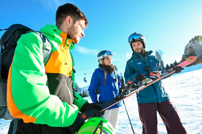 Wissenschaftler testen Technik auf der Skipiste